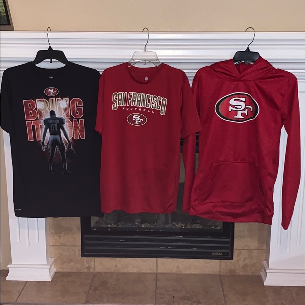 Lot of 3 Youth 49ers Hoodie/Shirts
